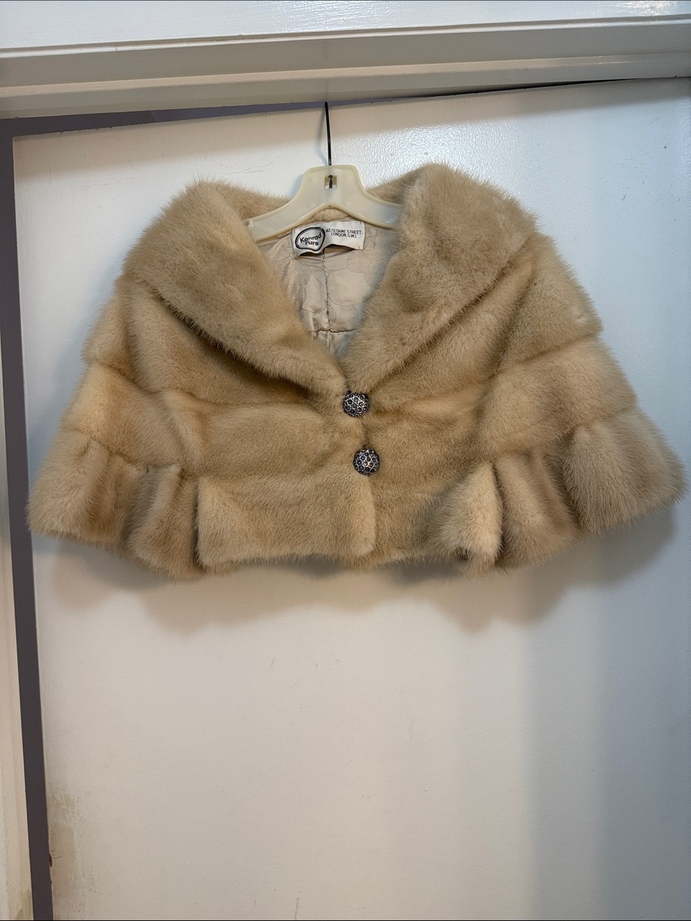 Vintage Beige Mink Fur Capelet Jacket